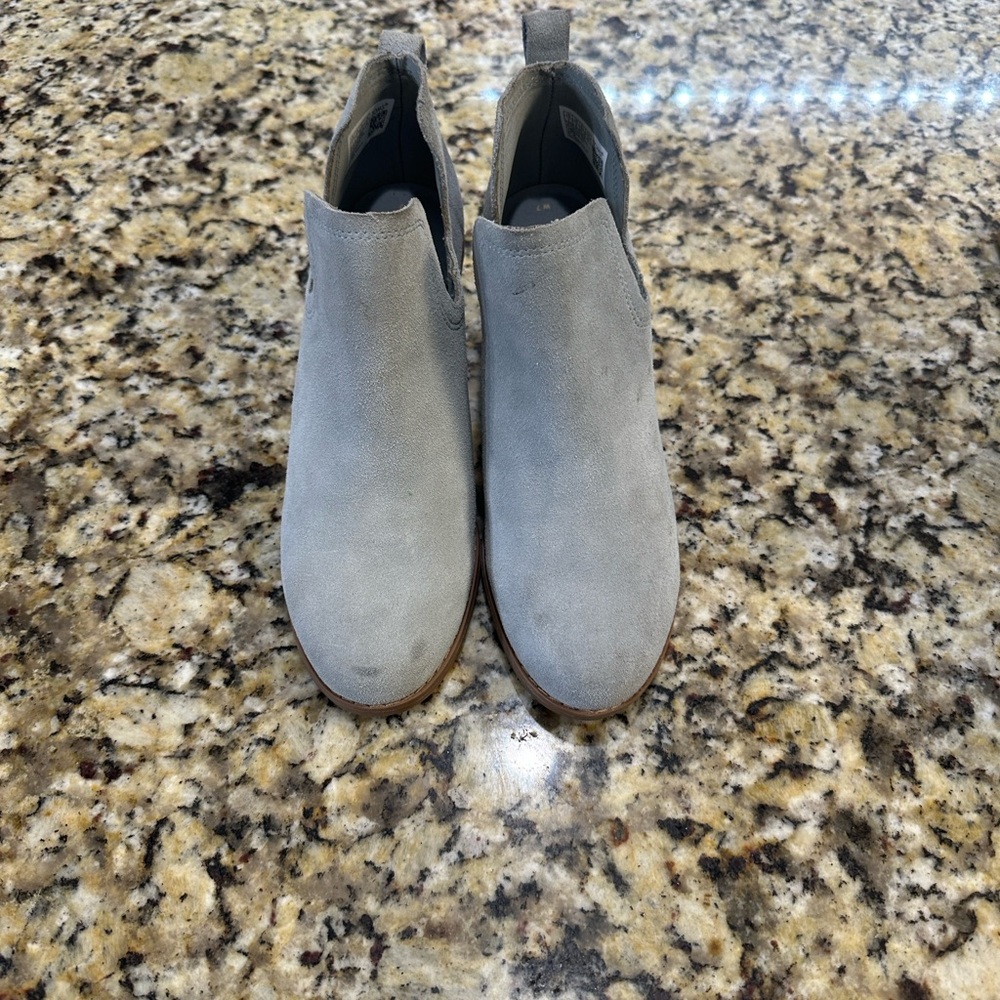 Toms Light Gray Suede Ankle Booties
